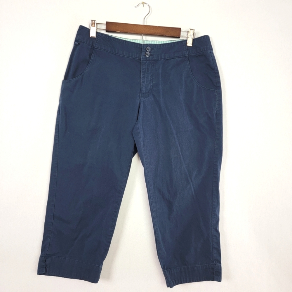 Columbia Women's Sz 10 PFG Omni Shade Capri Fishing Pants Blue Mid Rise Outdoor